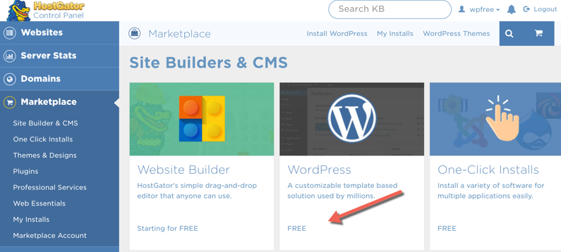 HostGator一键安装wordpress