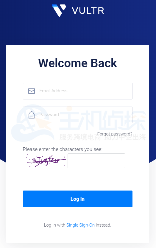 Vultr账户登录界面