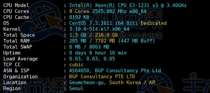 RAKsmart韩国服务器配置信息