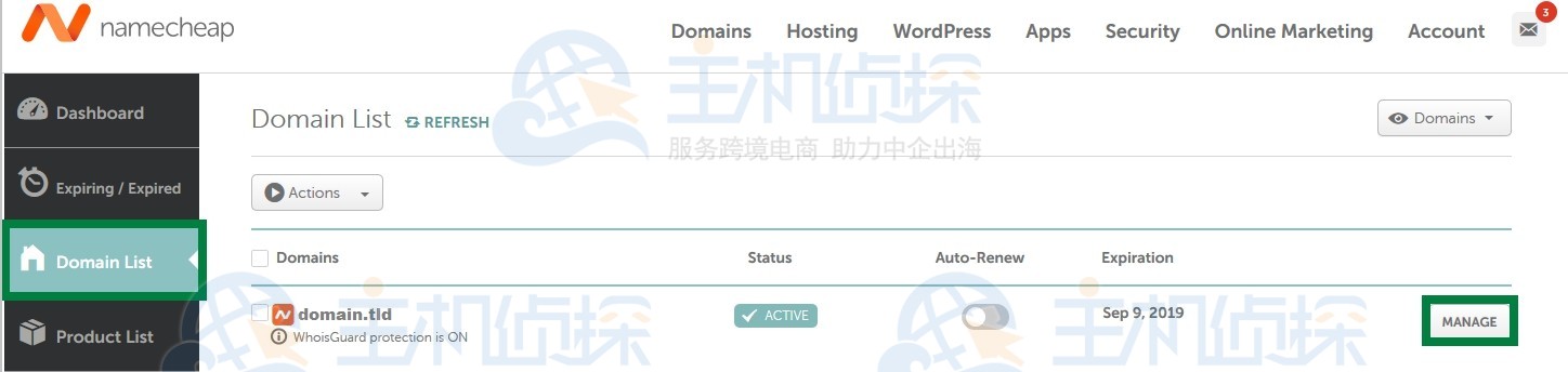 namecheap域名重定向