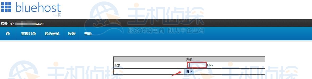 BlueHost主机账户充值