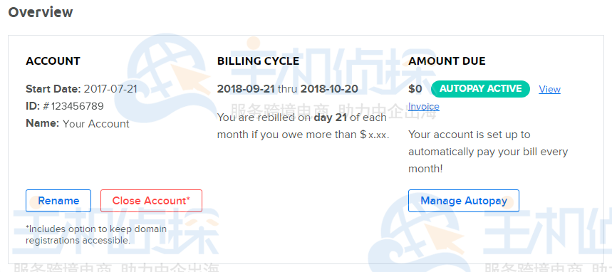 管理帐户页面
