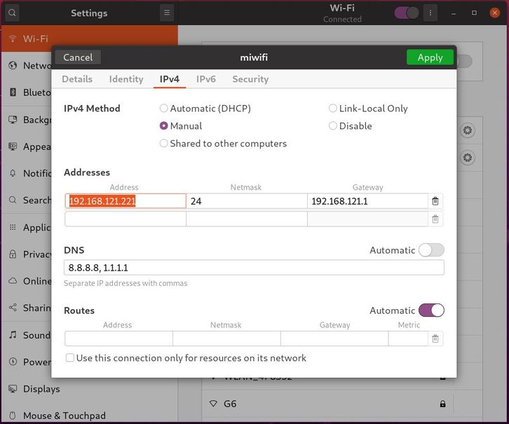 Ubuntu配置静态IP
