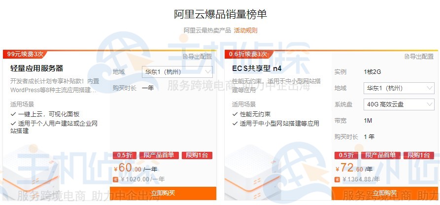 阿里云爆品销量榜单