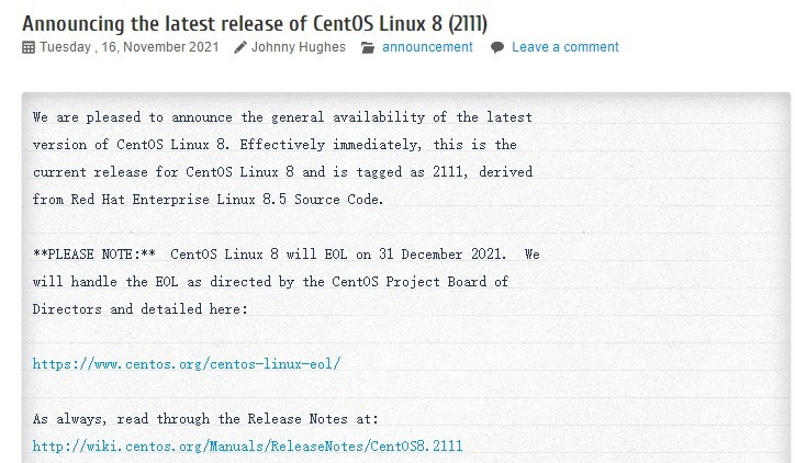 CentOS Linux 8.5 (2111) 发布