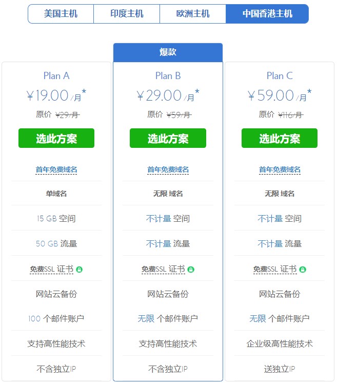 BlueHost香港主机租用推荐