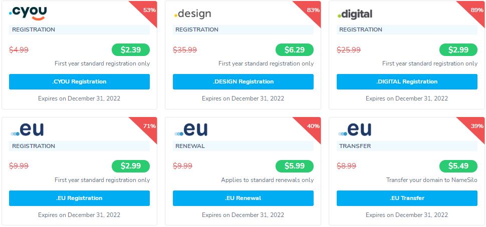 NameSilo2022年7月域名优惠活动