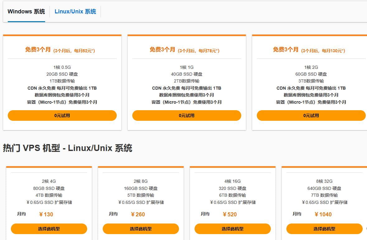 亚马逊VPS价格