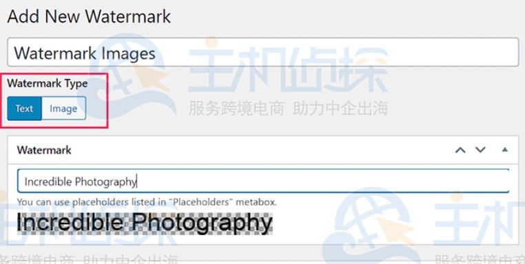 选择水印类型并添加图像或文本