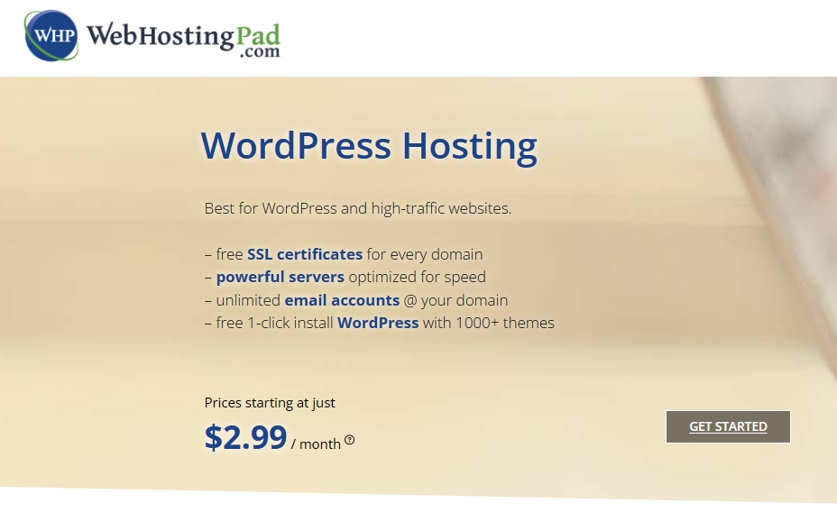 WebHostingPad WordPress主机