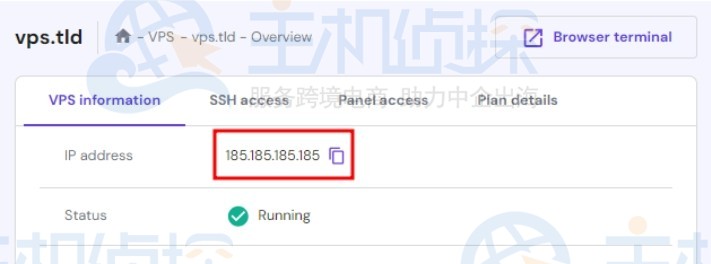 VPS信息选项卡