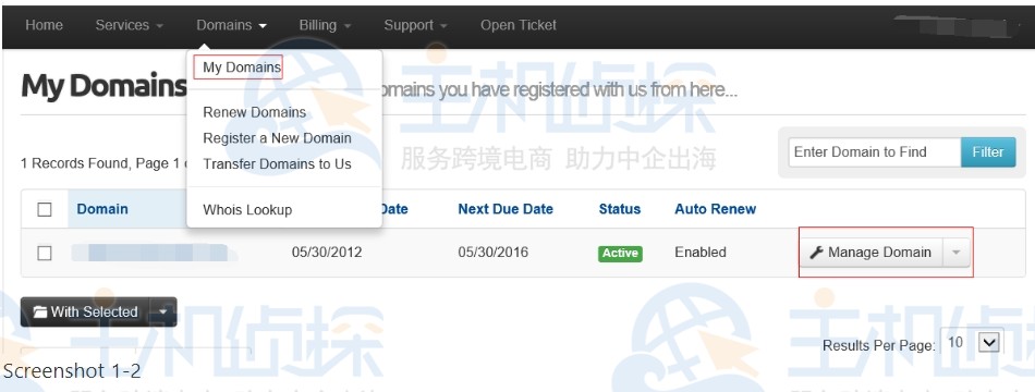 Manage Domain