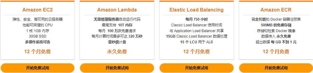 亚马逊aws免费云服务