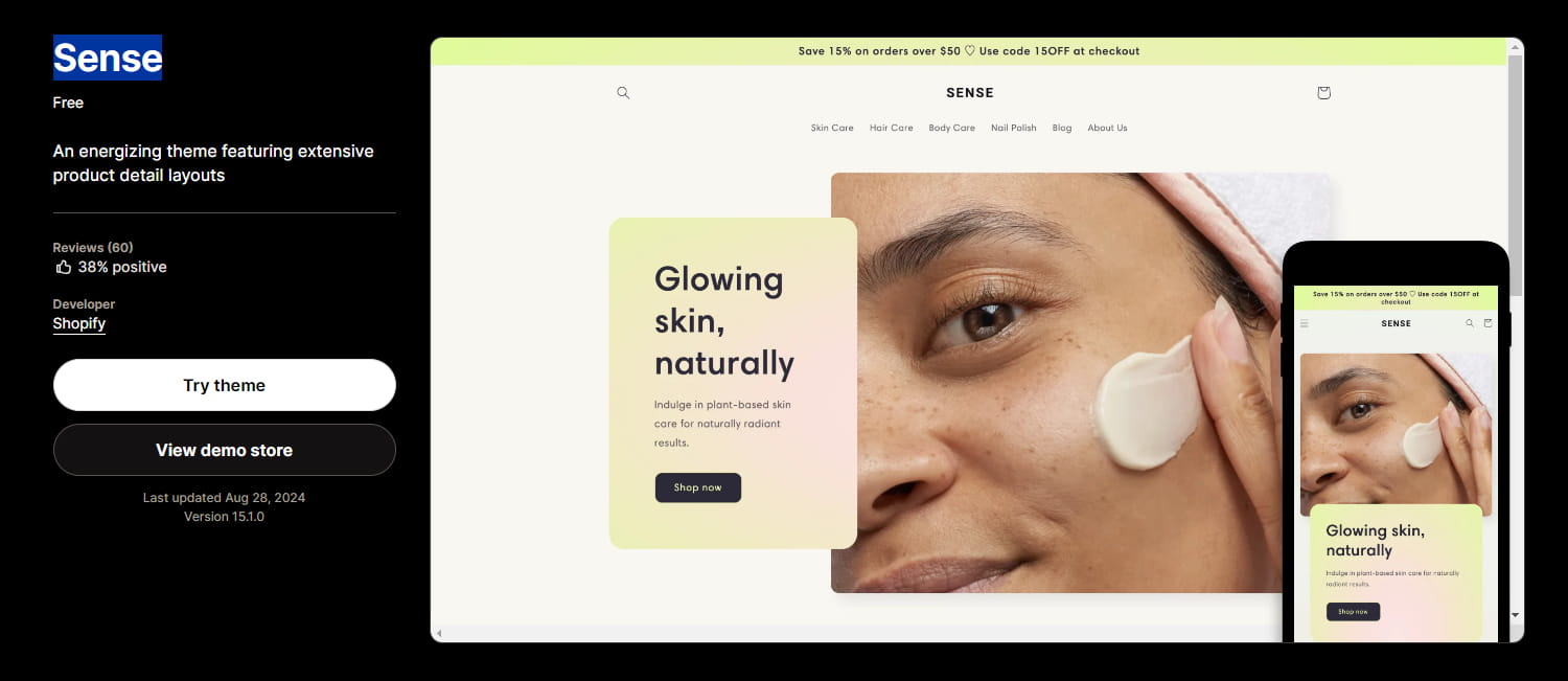 Shopify模板Sense