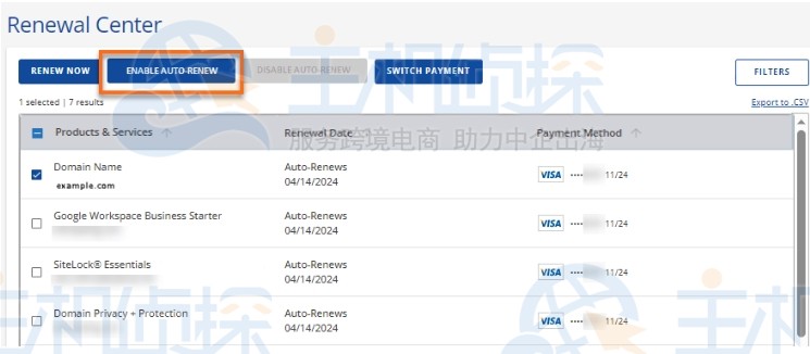 启用自动续订
