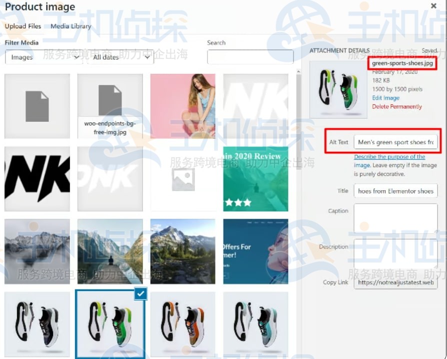 编辑图像并使用 Alt Text 框来设置图像替换文本
