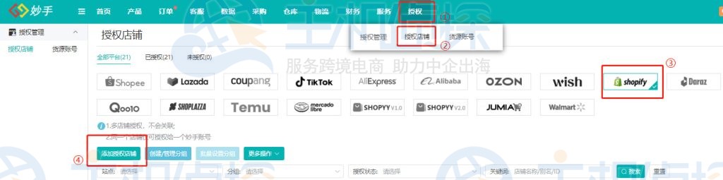 添加授权店铺