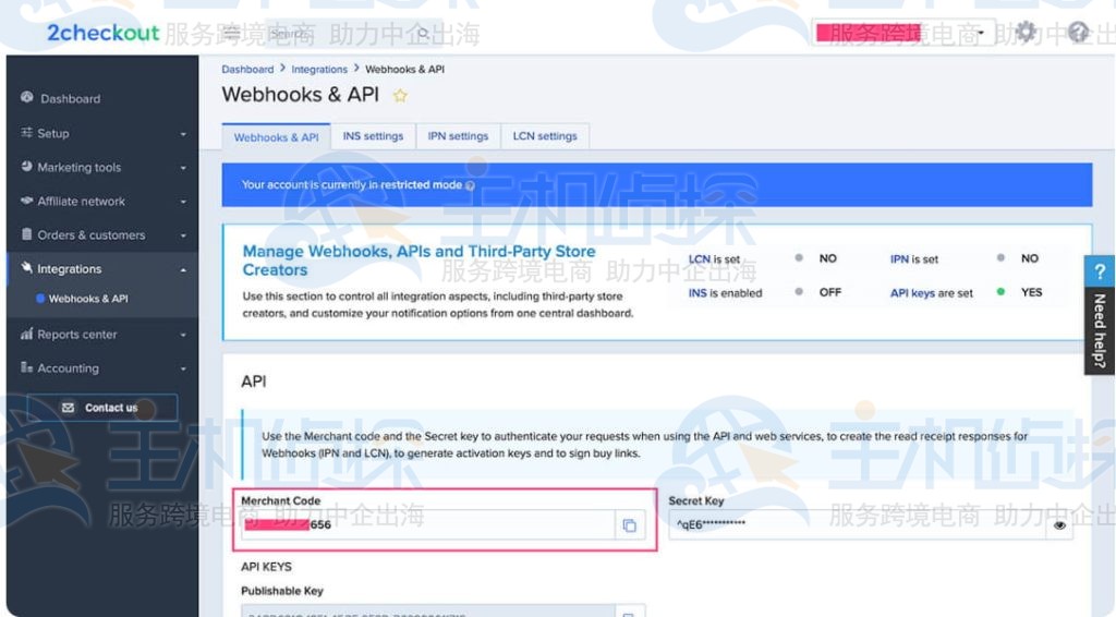 2Checkout的后台
