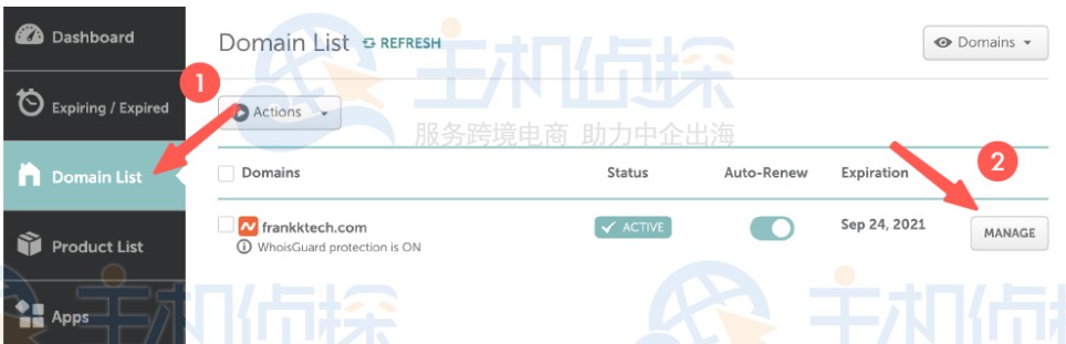 NameCheap后台