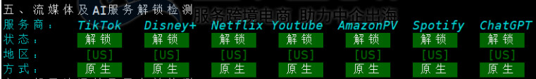 流媒体解锁测试