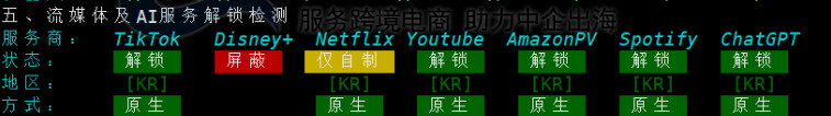 流媒体解锁测试