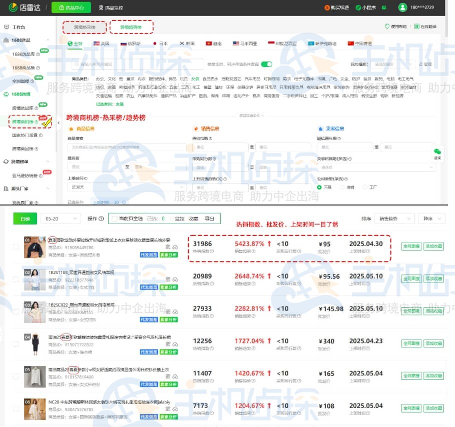 跨境热采榜和趋势榜选品