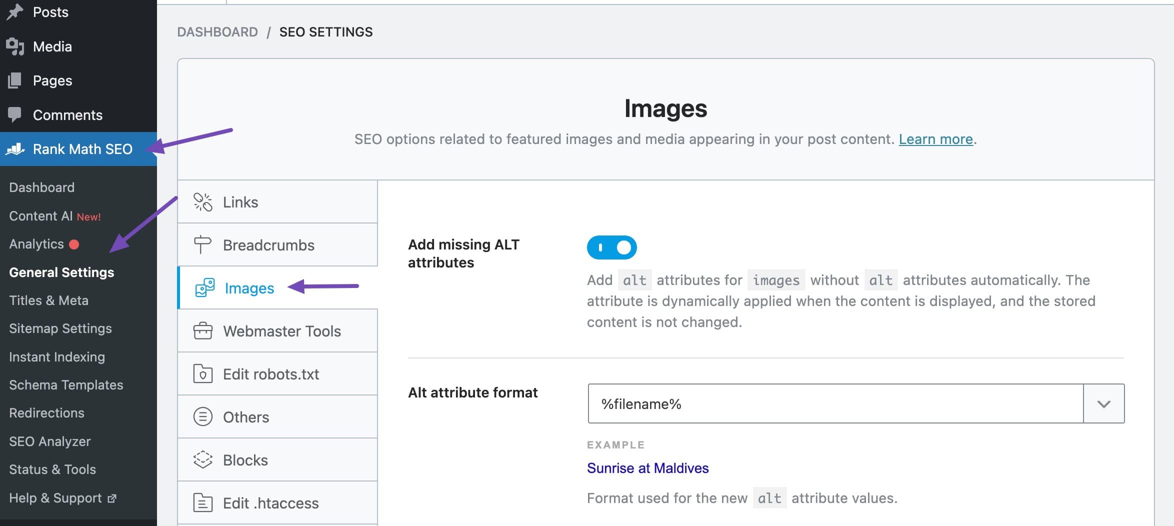 Rank Math SEO图像部分
