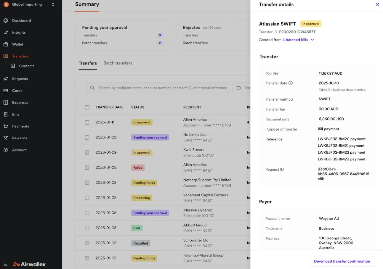 Airwallex空中云汇批量账单支付