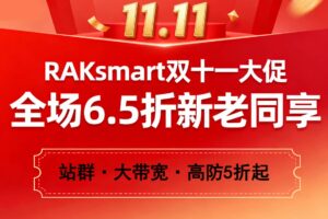 RAKsmart双十一大促 全场6.5折新老同享 VPS 2折起 站群/大带宽/高防活动服务器5折起
