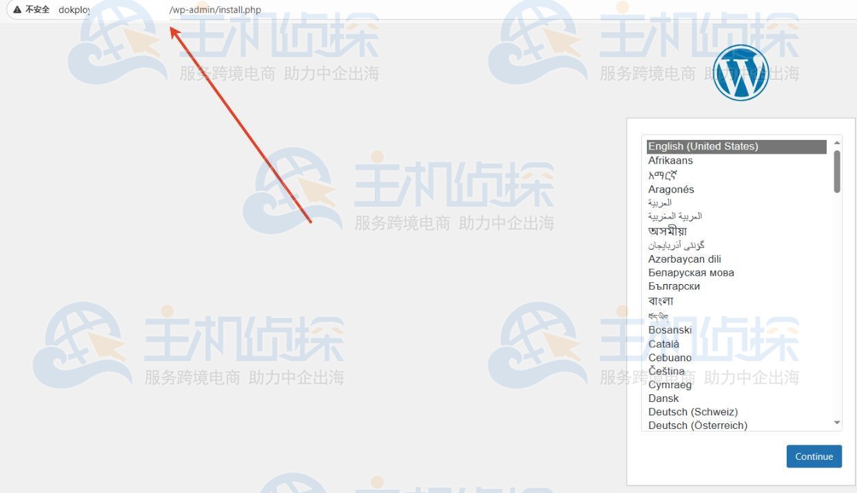 访问并安装WordPress​
