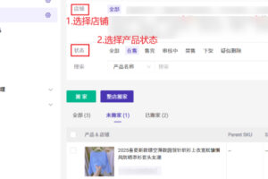 选择店铺和产品状态