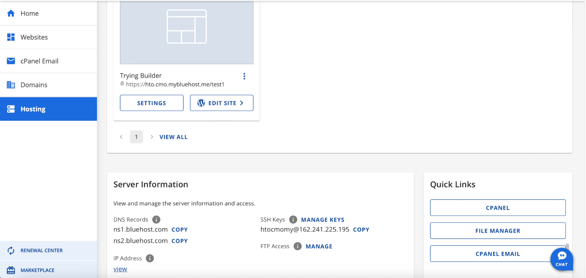 BlueHost控制面板