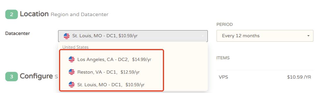 CloudCone美国VPS定价