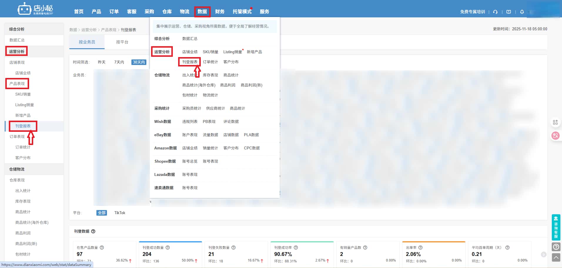 店小秘ERP“刊登报表”使用步骤