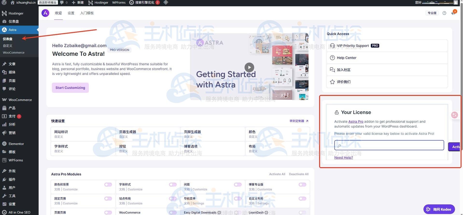 填写Astra Pro激活码（许可证）