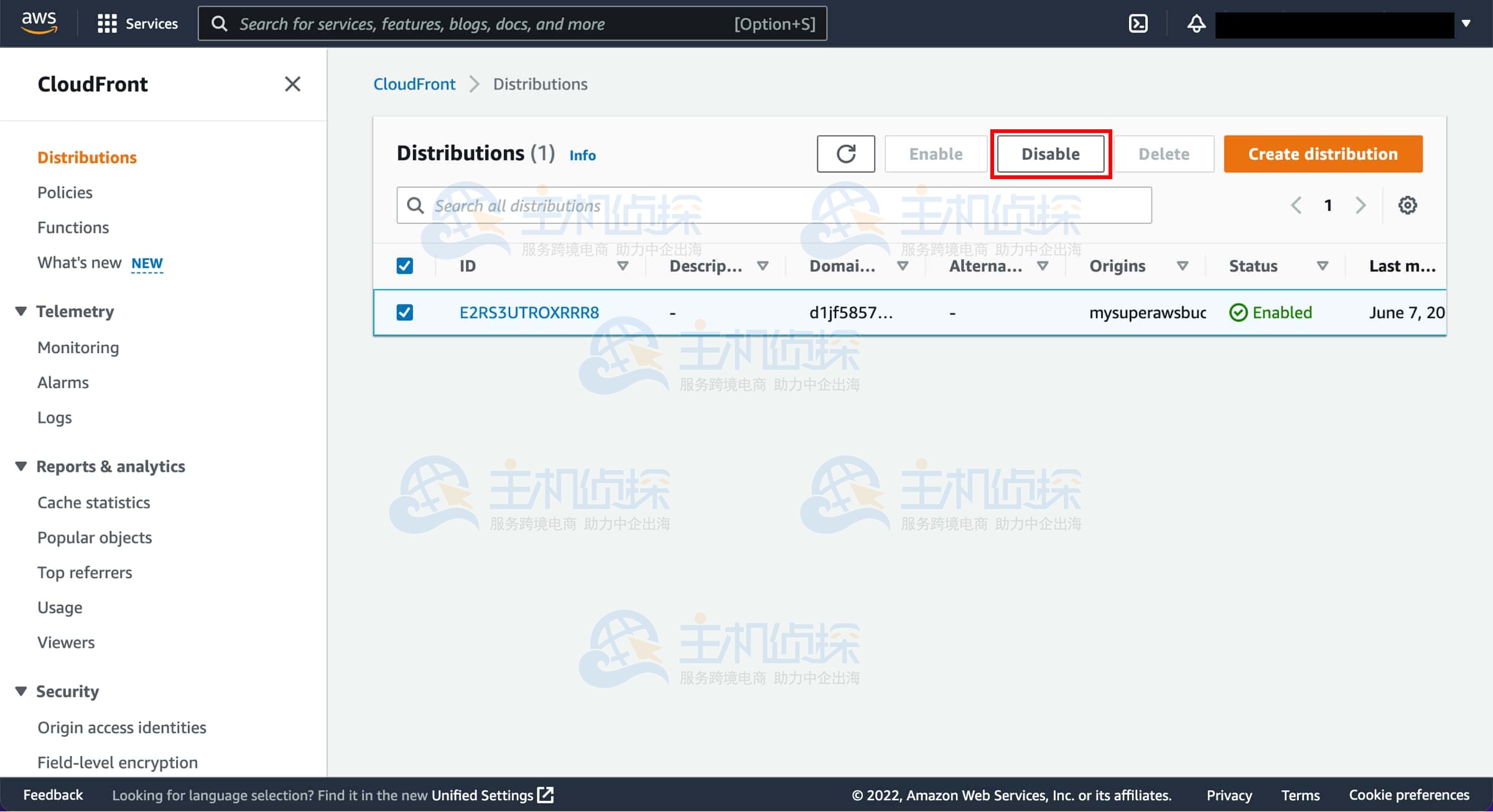 选择要禁用的分发