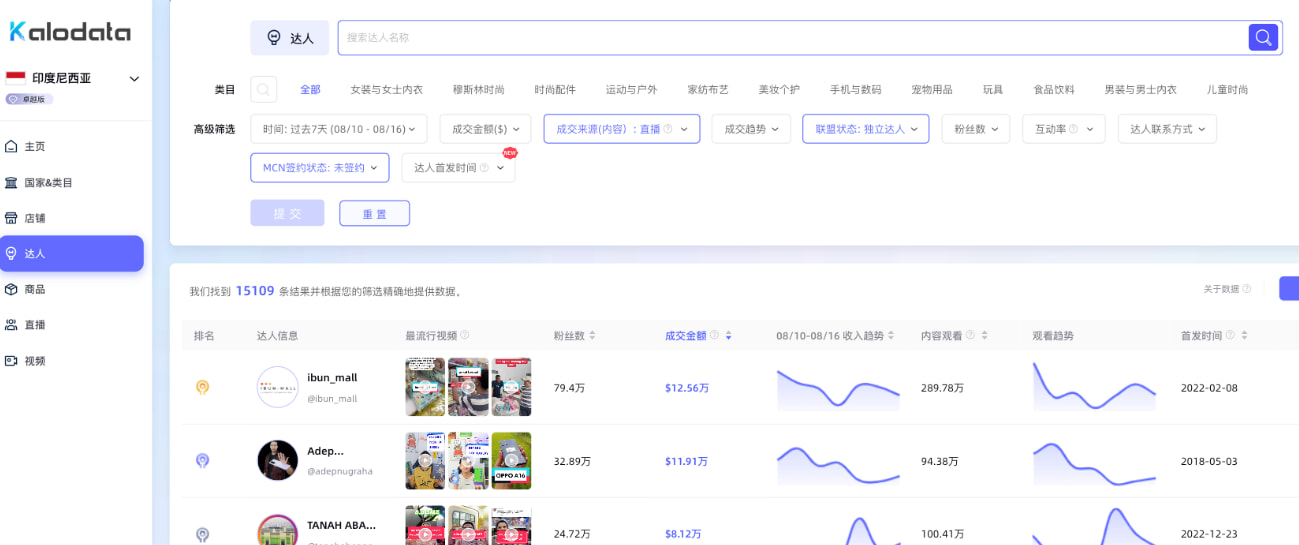 筛选查询达人的签约状态