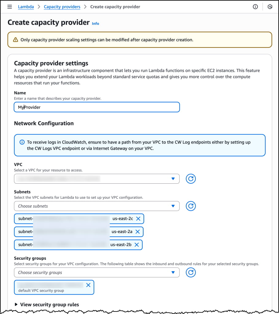 容量提供程序配置
