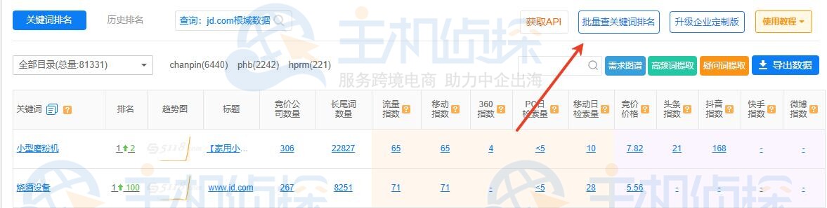 批量查询网站关键词排名及页面
