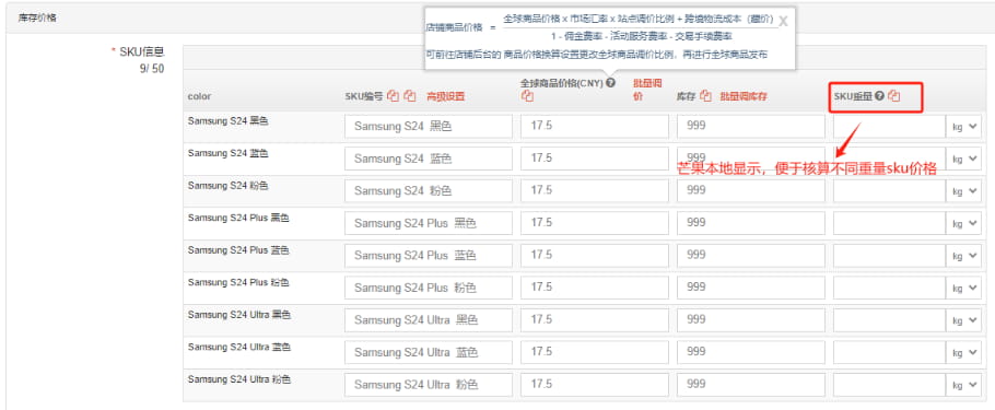 全球商品价格单位