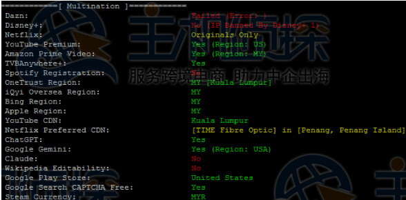 流媒体解锁测试