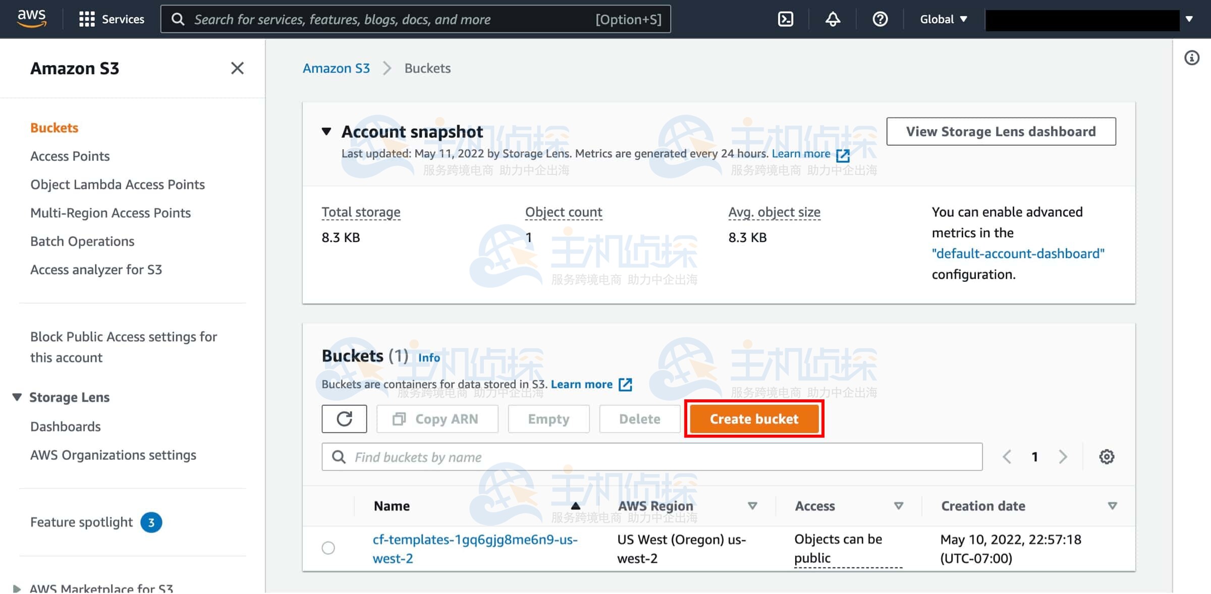 创建Amazon S3存储桶