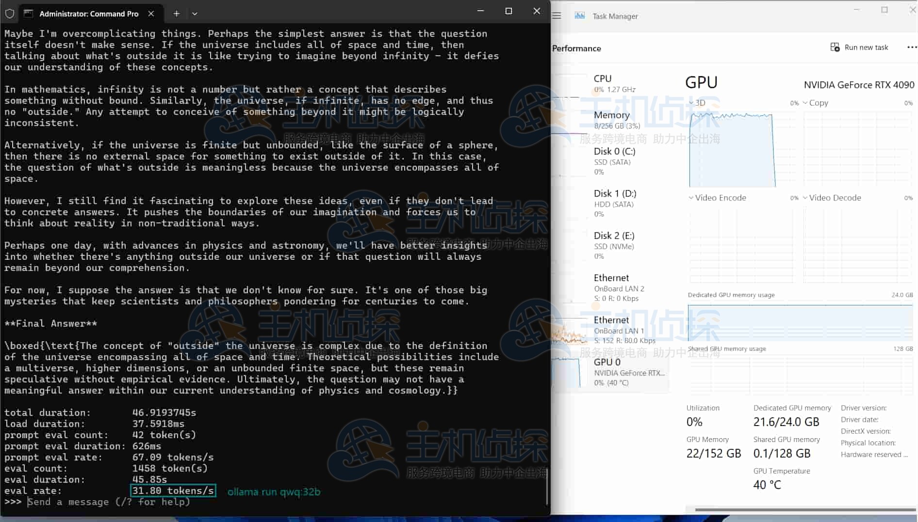 RTX4090 GPU服务器实时资源消耗数据