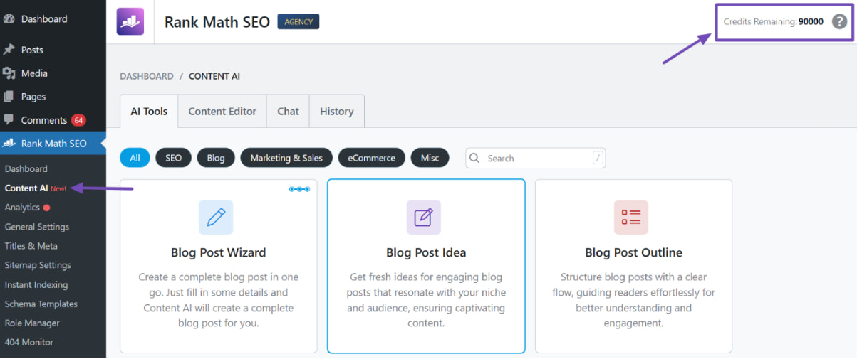显示在页面右上角的AI积分余额