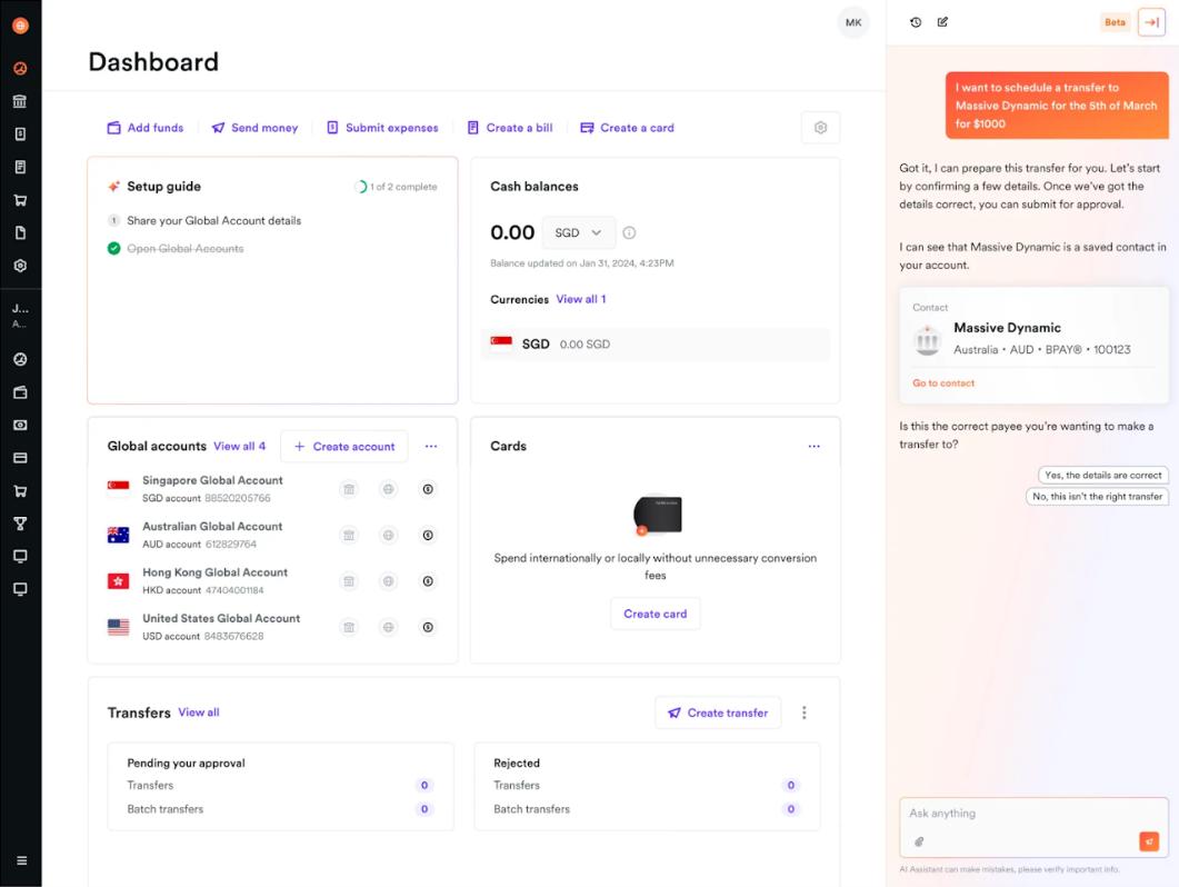 Airwallex空中云汇AI智能助手上线