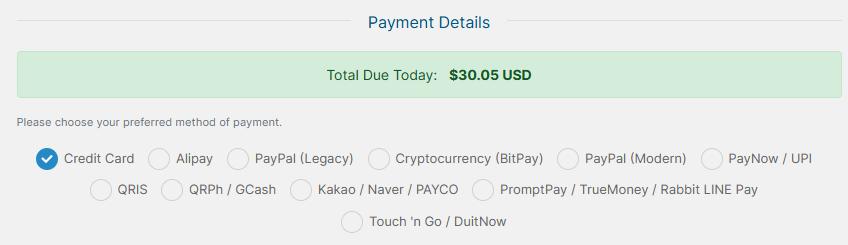 HawkHost目前支付方式