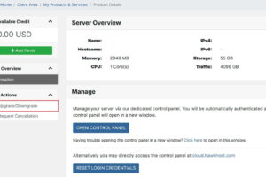 进入HawkHost升级/降级配置页面
