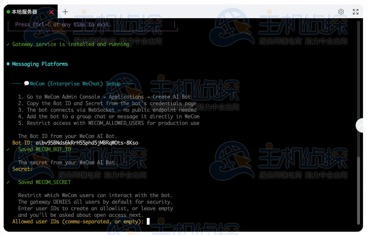 输入 Bot ID 和 Key