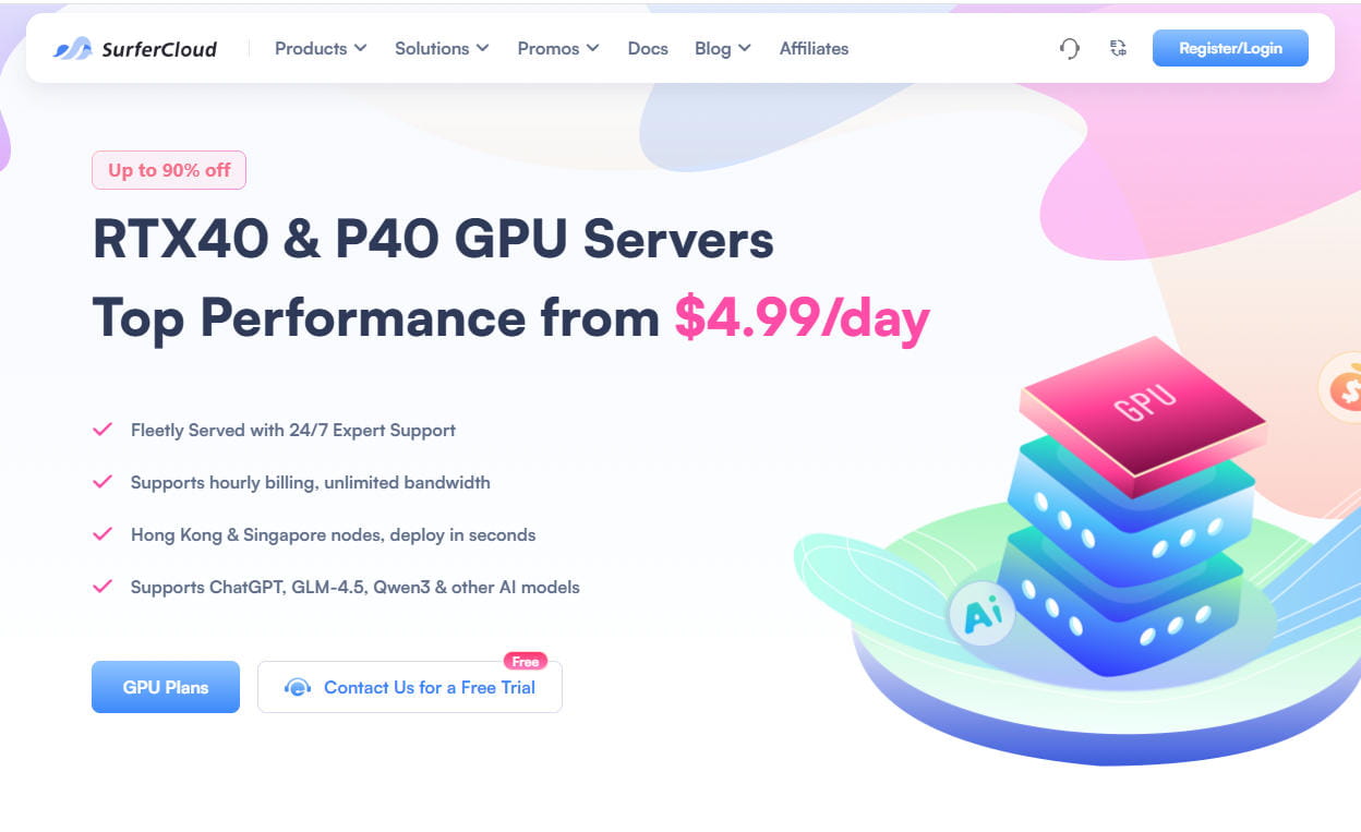 SurferCloud新加坡/香港GPU服务器限时特惠