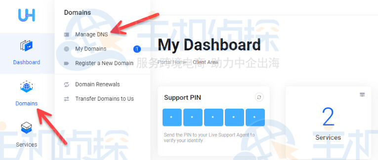 进入Ultahost管理DNS页面